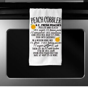 Peach Cobbler Recipe Microfiber Kitchen Towel